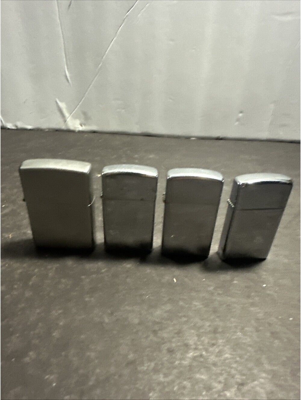 Lot of 4 Vintage Zippo Lighters Bradford PA USA Chrome Engraved Collectible